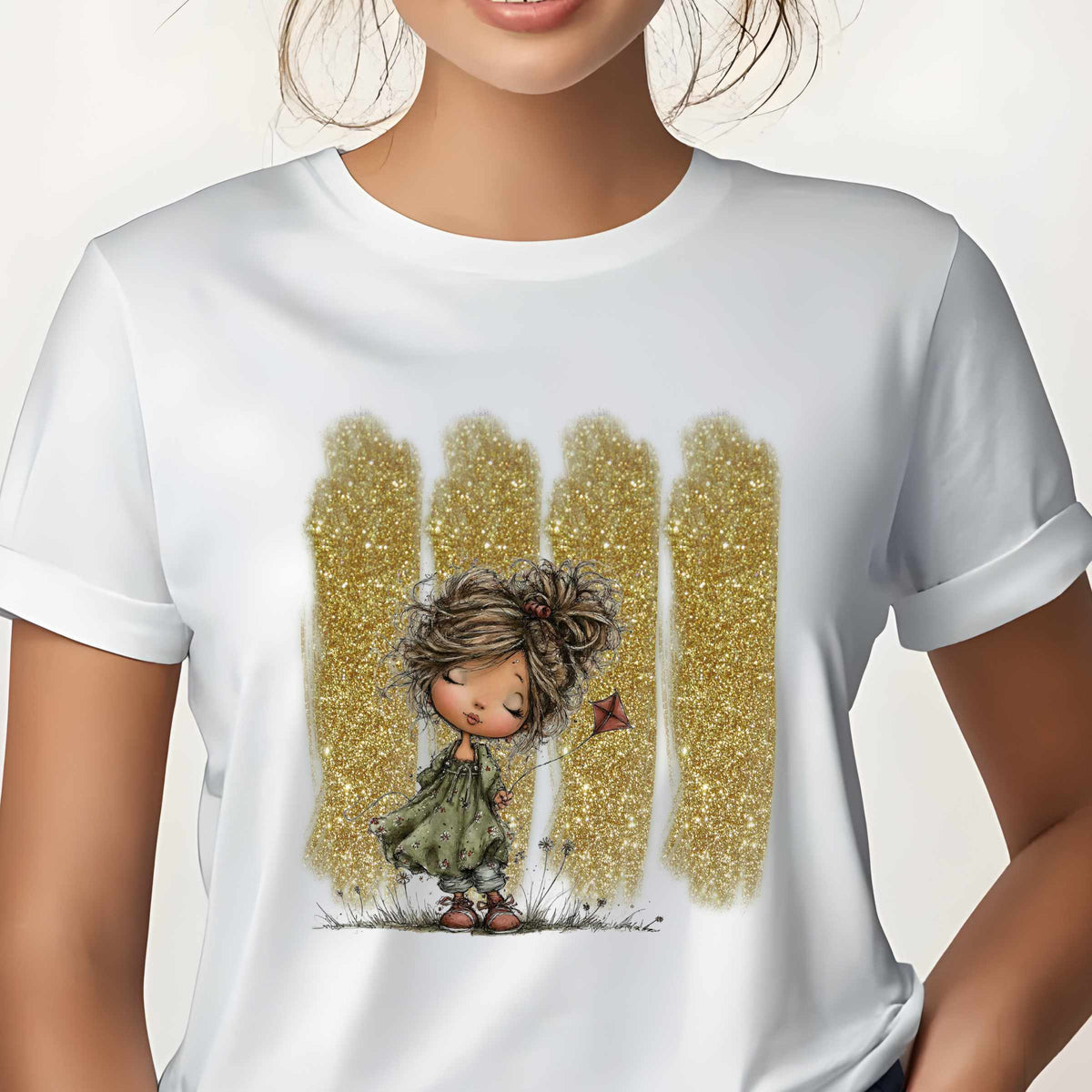 Whimsical Little Girl Illustration Tee