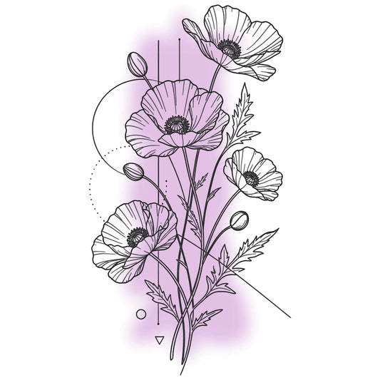 Hand-Drawn Poppy Bouquet Tee | Floral Line Art T-Shirt