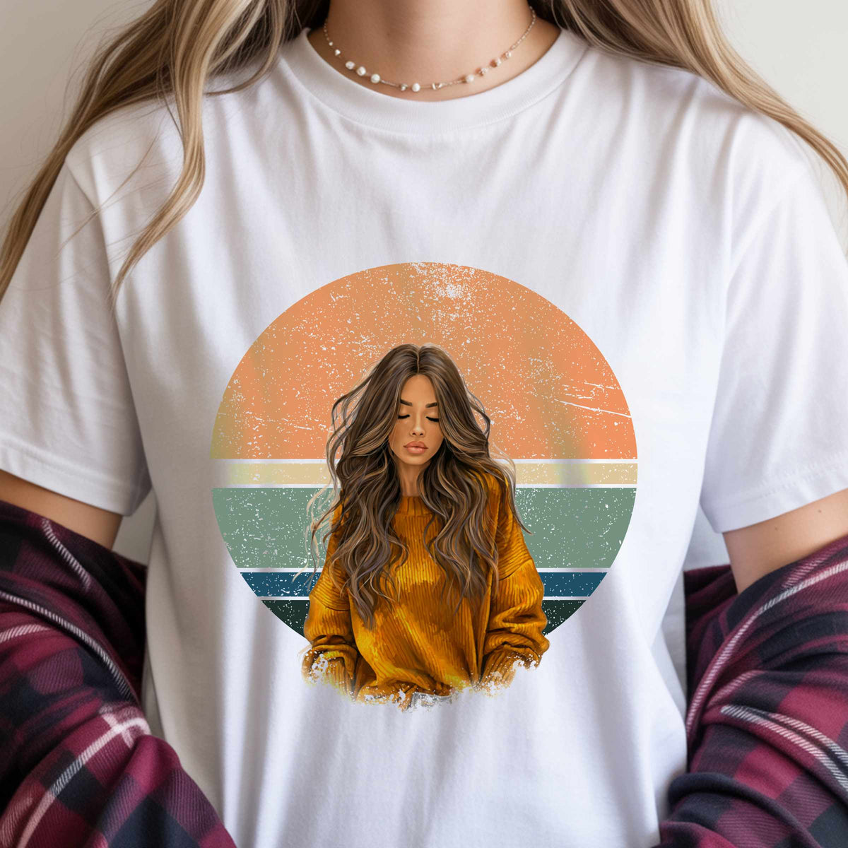 Vintage Circle Sweater Girl T-Shirt
