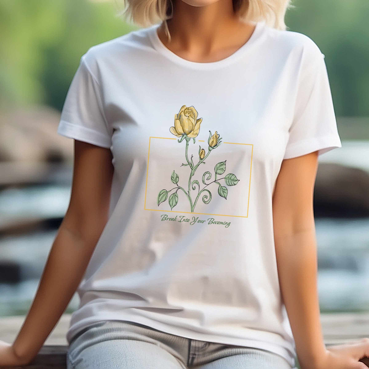 Break Into Your Becoming Blooming Stem T-Shirt | Minimal Geometric Frame