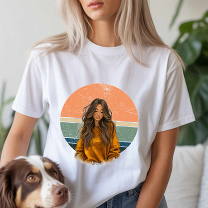 Vintage Circle Sweater Girl T-Shirt
