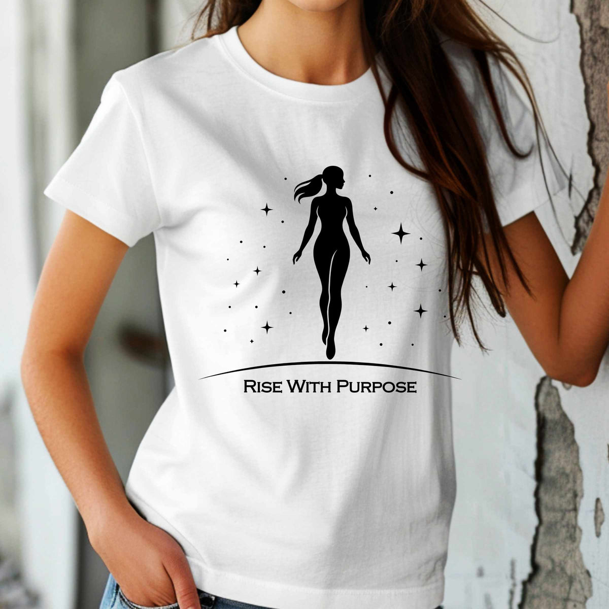 Silhouette Woman with Stars T-Shirt | Rise With Purpose