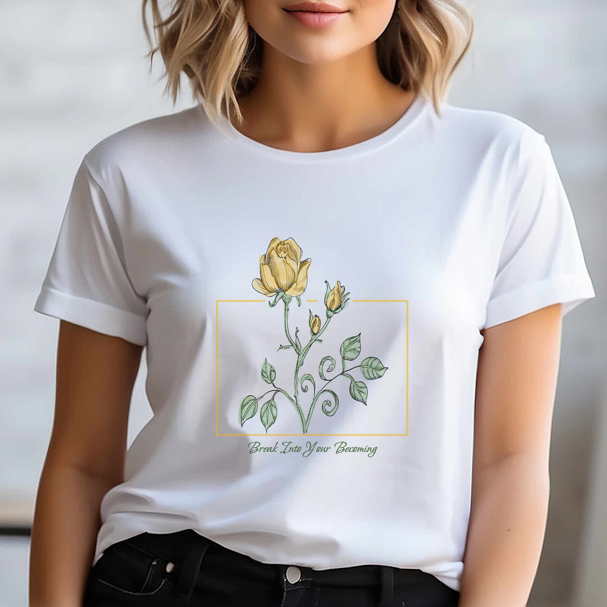 Break Into Your Becoming Blooming Stem T-Shirt | Minimal Geometric Frame