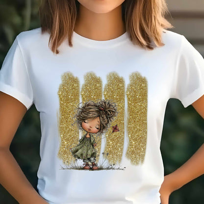 Whimsical Little Girl Illustration Tee