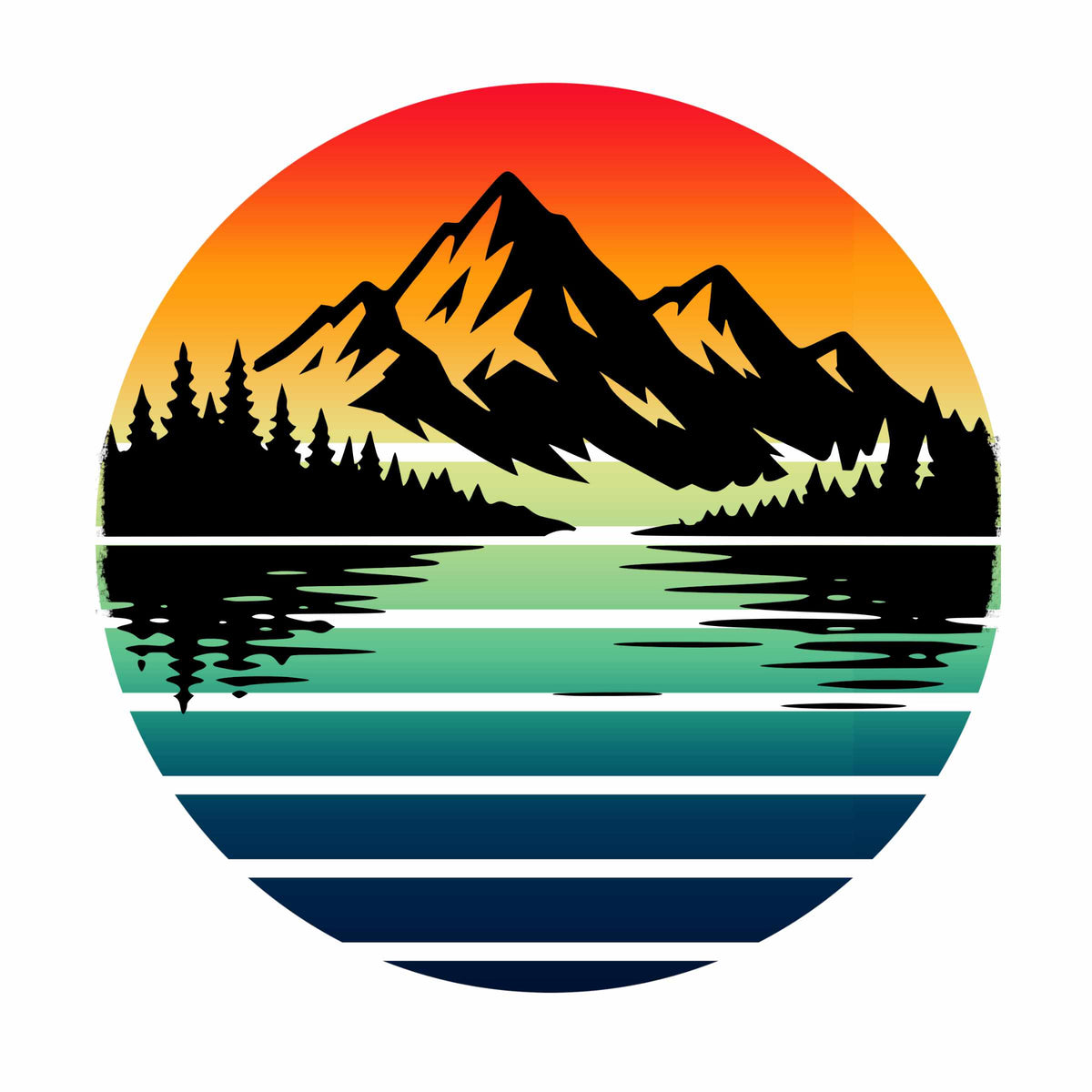 Sunset Mountain Lake Tee | Retro Landscape T-Shirt