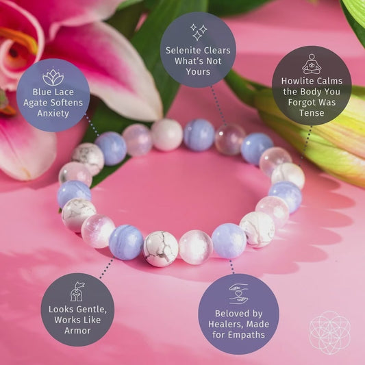 Empath’s Trio Bracelet | Blue Lace Agate, Selenite & Howlite