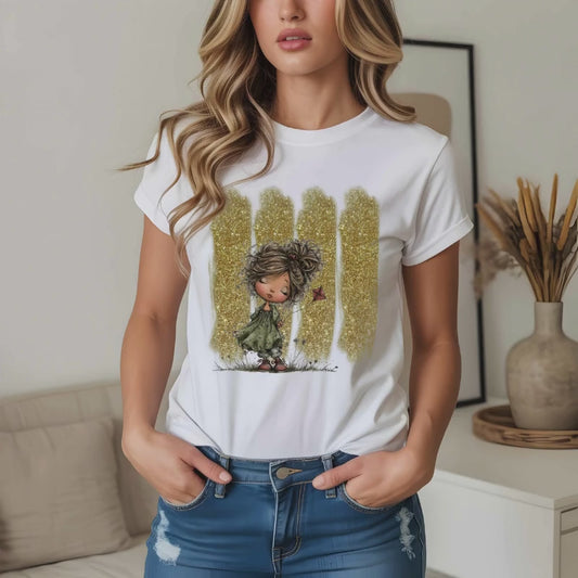 Whimsical Little Girl Illustration Tee