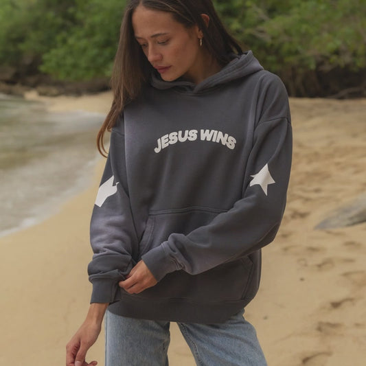 Jesus Wins Hoodie | Dark Grey Pullover
