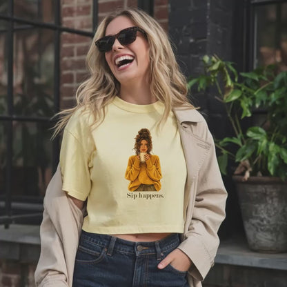 Coffee Sip Happens Tee | Boxy Crop Top