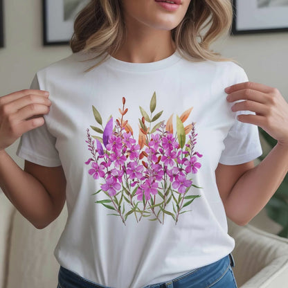 Pink Wildflower Bouquet T-Shirt | Floral Watercolor Tee