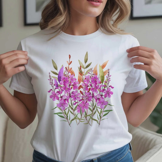 Pink Wildflower Bouquet T-Shirt | Floral Watercolor Tee