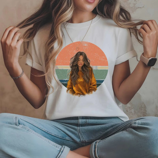 Vintage Circle Sweater Girl T-Shirt