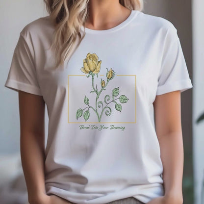 Break Into Your Becoming Blooming Stem T-Shirt | Minimal Geometric Frame