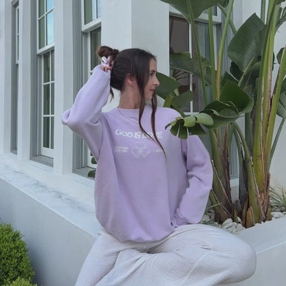 God Is Love Sweatshirt | Lavender Crewneck