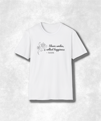 Share Smiles Collect Happiness T-Shirt | Inspirational Karma Tee